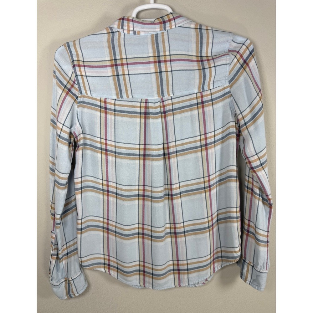 Abercrombie & Fitch Plaid Button Down Women M Blue Viscose Coastal Preppy Fall - Picture 2 of 7